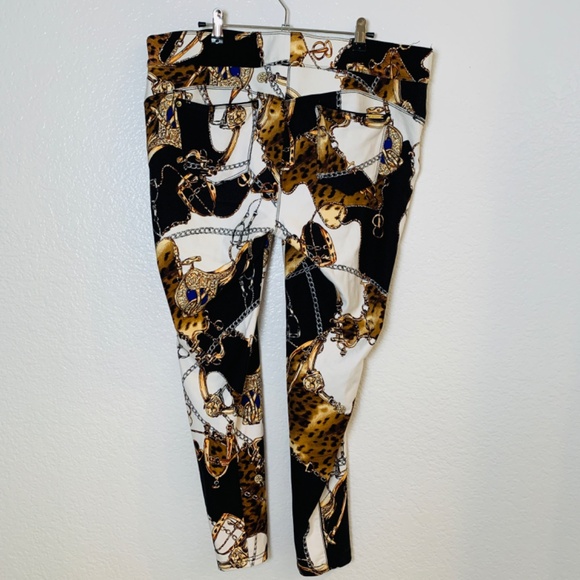 Luxe Slims Jegging XL 18-20 Collant Jean White Rope Chain Equestrian Print - Picture 10 of 14